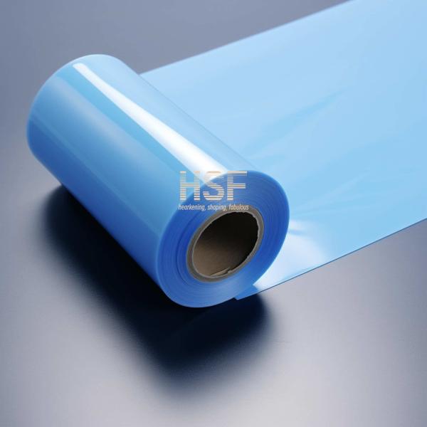 Film de libération en PE bleu opaque de 40 μm, séché par UV en silicone, pour protection et emballage, rubans, étiquetage et graphiques