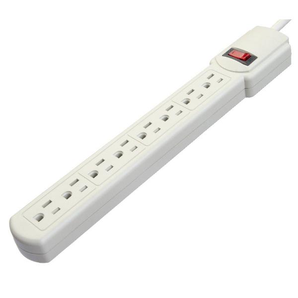 American Standard 6-Outlet Electric Extension Socket Power Strip ETL15A/125V Surge Protector for Home Appliances ETL125V