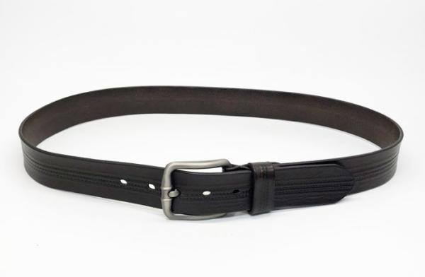 correia de couro ocasional dos homens genuínos da largura de 3.8cm com linhas gravadas 248g