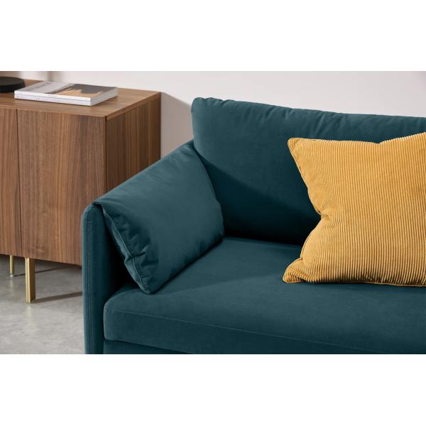 Blue Velvet High Density Foam Upholstery Hotel Sofa Bed Extend Space