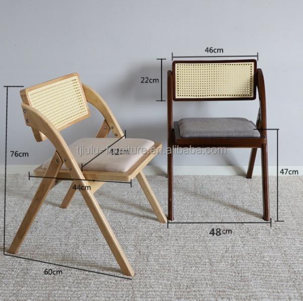 Wooden Rattan Folding Living Room Dining Chairs Modern Design Style for Dining Room Funiture and Solid Wood Construction