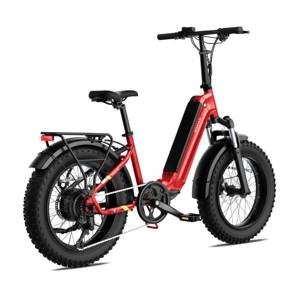 Red 20 Inch Folding Fat Tire Electric Bike 750W 48V 15Ah Step Through Urban Commuter for Women Velo Electrique Pliant Femme