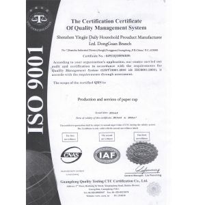 Shenzhen Yingjie Daily Household Prouduct Manufacturer Ltd. Certifications