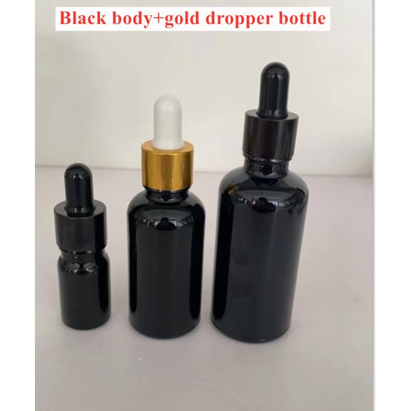 5ml 10ml 20ml 30ml 50ml Empty Black Glass Essential Oil Bottles with Dropper Boston Round Lotion Serum Pump bottle