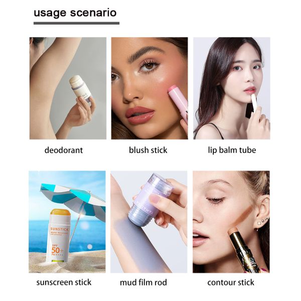 D041 40ml Oval Shape Injection Custom Color Glossy Plastic Sunscreen Stick Container
