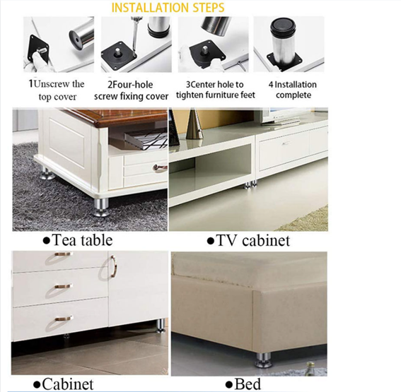 L сформировал части мебели пудрит распыляя ноги софы металла 170mm черные