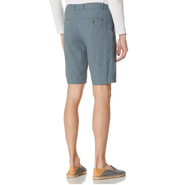 Easy Care Breathable 48% Linen Black Viscose Shorts Men'S Flat Front Shorts