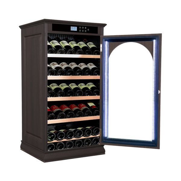 Dark Wood Wine Cooler Cabinet with Smart Touch Control and 36 Bottle Capacity