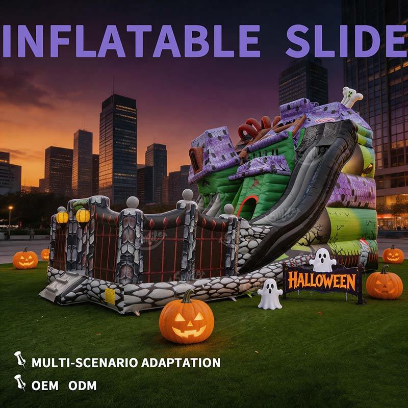 Commercial Grade Spooky Mansion Inflatable Slide Halloween Bouncy Castle Combo for Party Rental Business