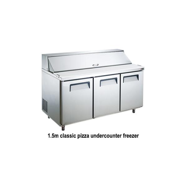 Congelador bajo mostrador de 3 puertas para pizza, acero inoxidable, congelador comercial de encimera