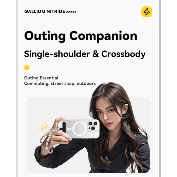 ESSAGER ES-X65 Series 60W Charging Lanyard Style USB C to USB C Cord with USB 2.0 Connector