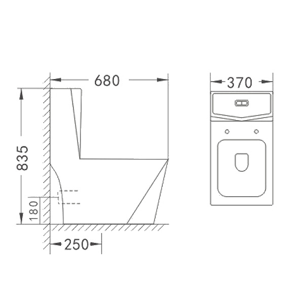 Efficient Bathroom Sanitary Wares One Piece Wash Down Closet 370x680x835mm