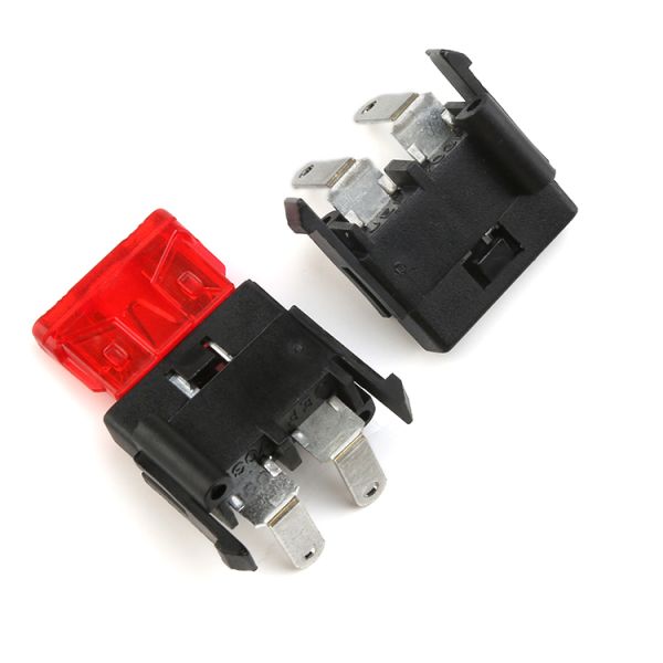 PA66 PCB Mount Blade Fuse Holder with Brass Terminal and Black Finish for Automotive Applications