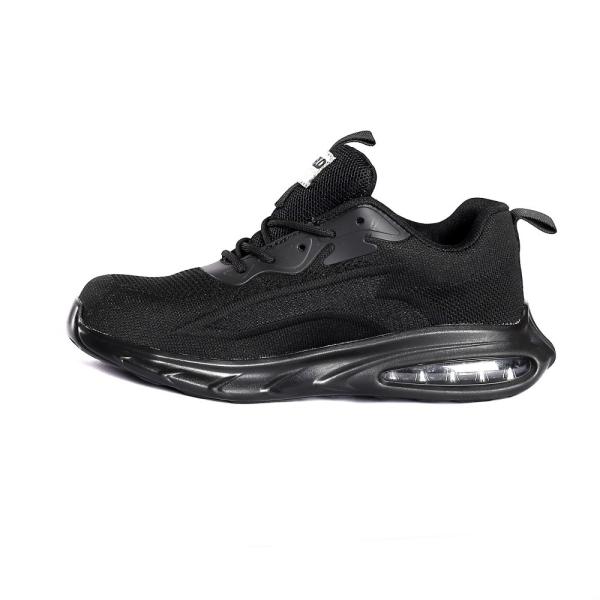 Steel Toe Slip Resistant PU Cement Sole Work Boots Comfortable EVA Insole Black Breathable Safety Shoes