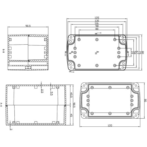 135X80X90mm custom electronic project enclosure suppliers in China