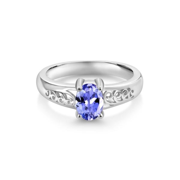 0,25 карата Tanzanite 0,925 стерлинговых серебряных ювелирные изделия кольца с белым CZ – кольцами драгоценной камня с Hypoallergenic