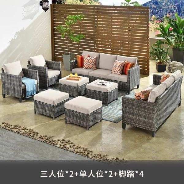 Outdoor Sofa Furniture, Patio Wicker Rattan Garden Set Waterproof And Sunproof Terrace Lounge Chair Nordic-style Garden