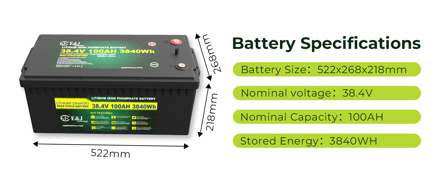 36V 100Ah Smart LiFePO4 Battery Pack With Bluetooth & CANBUS 4000 Cycles For Solar & UPS