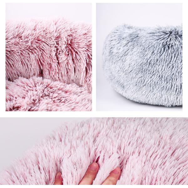High Quality Warm Plush Pet Bed Luxury Ultra Soft Fluffy Donut Cuddler Cats Dogs Nest Faux Fur Dog Calming Bed