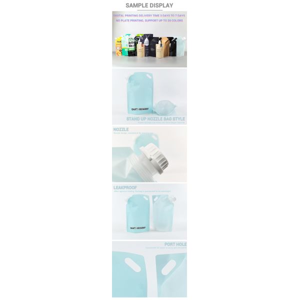Custom Printing Doypack Reusable Plastic Liquid Shape Bag Stand up Fruit Drink Juice Packaging Spout Pouch