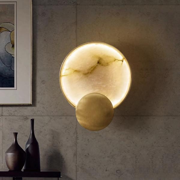 Nodic Marble Hotel Living Room Bedroom Interior Decoration Simple Copper Led Wall Lamp