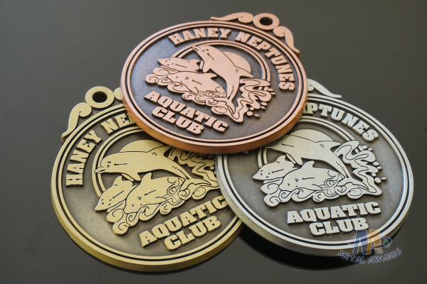 Custom Engraved 2D Model Medals Antique Gold / Silver / Copper Plating