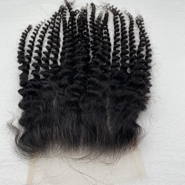 Curly 5x5 Lace Frontal Closure Frontal 13 x 4 HD Transparent Lace Frontals With Bangs Baby Hair 100% Remy Human Hair 130% Density Natural Color