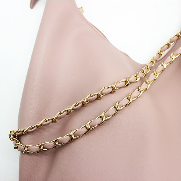 Pink PU Shoulder Bag 41cm 31cm Knotted Chain With Two Strap