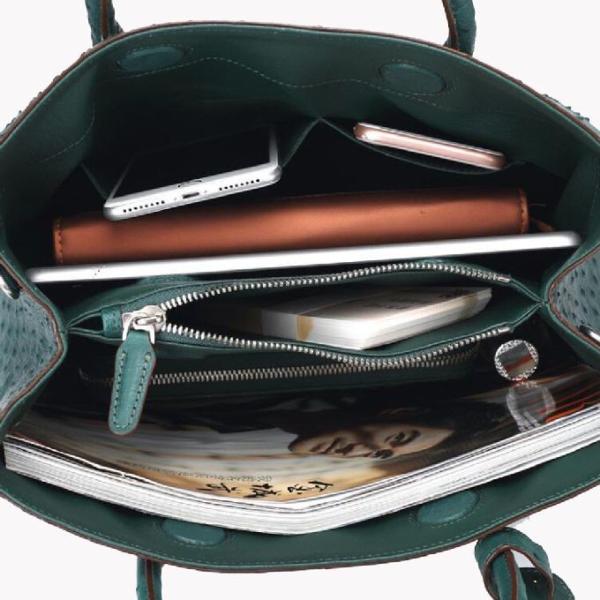 senhoras Tote Handbag do couro da avestruz de 32x15x24cm