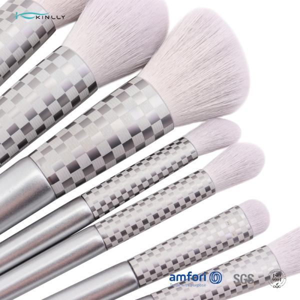 Escova cosmética do punho de madeira sintético de alumínio do cabelo 7pcs da virola