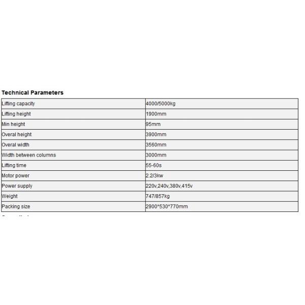 Double S Heavy Duty Portable 2 Post Car Hoist For Home Garage 1900mm