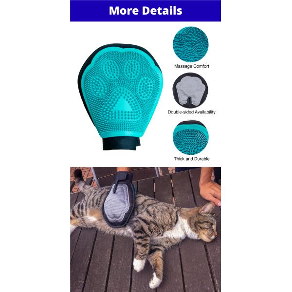 Gant de bain pour toilettage d'animaux de compagnie, gant de douche double face pour enlever les poils, gants de nettoyage pour animaux de compagnie
