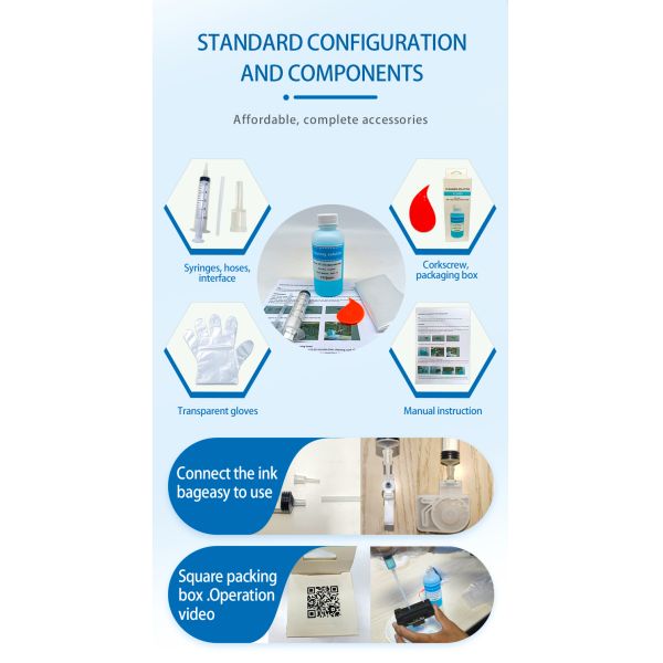 FCOLOR Newest 110ML DTF Strong Cleaning Liquid Kits Water Based Ink for Epson L1800 1390 DTF Printers Digital Printing
