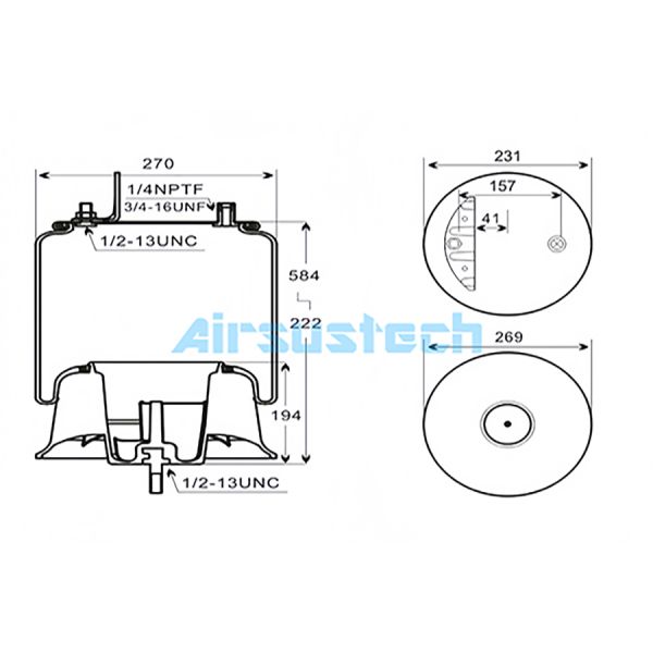 Plastic Piston Air Spring Complete Assembly Contitech 910S-16A382 Truck Air Bag