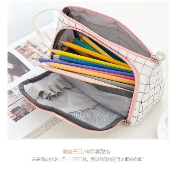 Washable Large Capacity Canvas Pen Bag Embroidery Printing 21 * 7 . 5 * 5CM