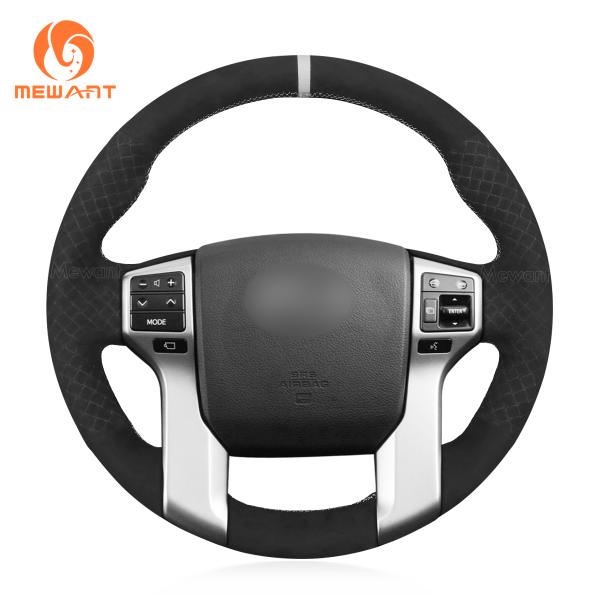 Custom Hand Stitching Embossed Athsuede Steering Wheel Cover for Toyota 4Runner Land Cruiser Prado Tacoma Sequoia 2010-2017