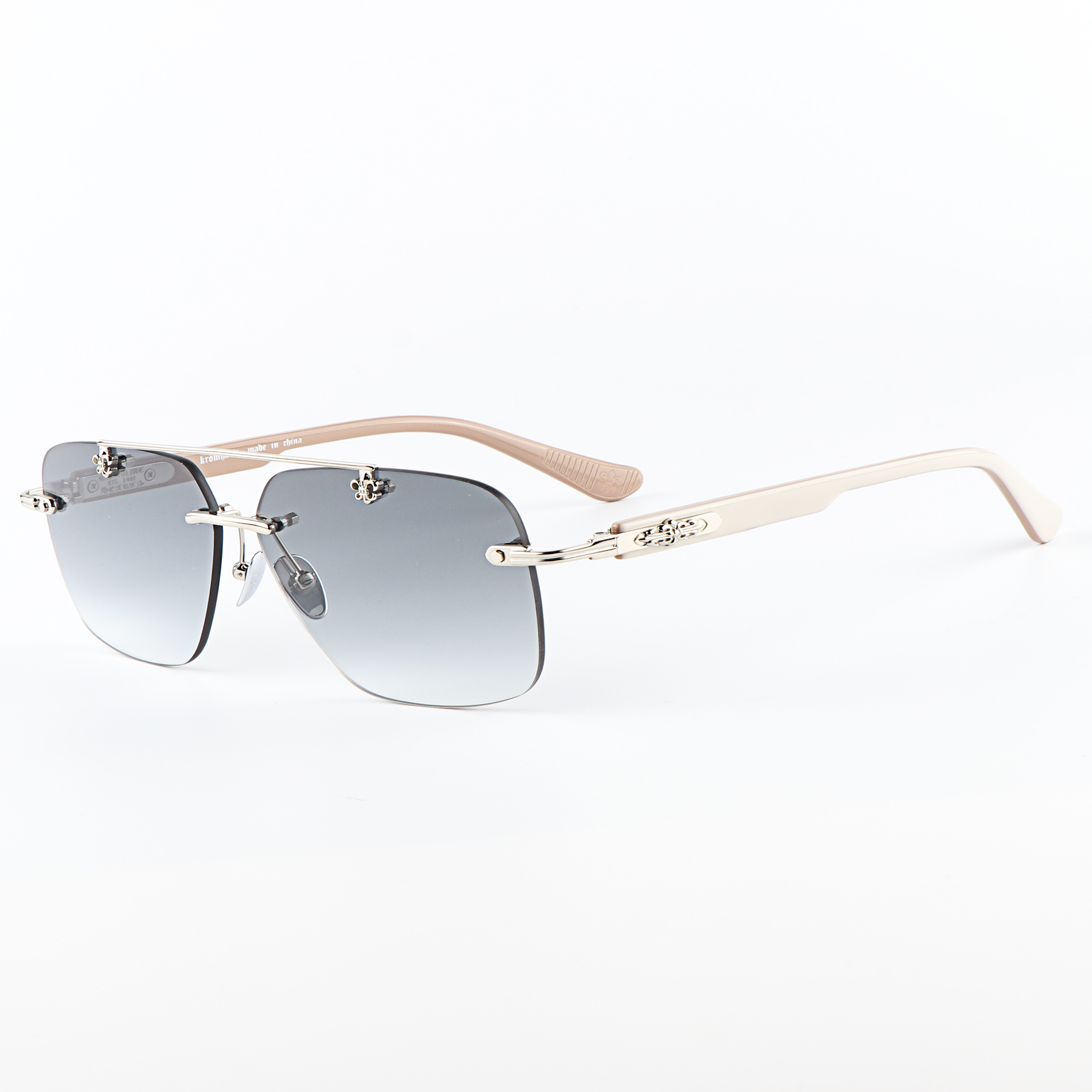 Design Decoration Retail Men pilot Motorcycle Tea Shades Glasses Unisex Uv400 Titanium Rimless Sports Customize Sunglasses China