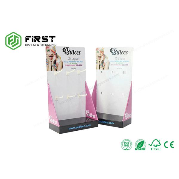 Customized Logo Printing Recycled PDQ Cardboard Hook Counter Display Stand