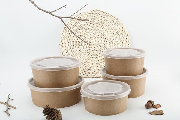 Eco-Friendly Disposable Food Grade Bamboo Paper Bowl For Soup Salad