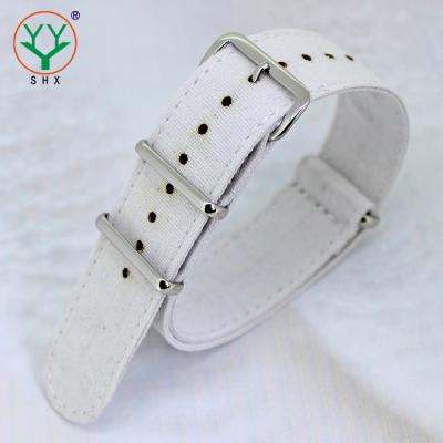 SS304 Custom Canvas Watch Straps , Snowy White 20mm Canvas Watch Band