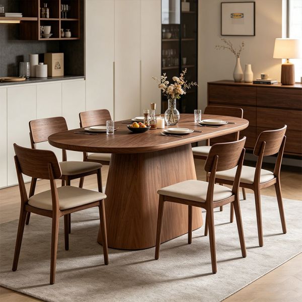 Salle Manger Complet 6 Places Modern Dining Room Furniture Oval Wooden Dining Table 6 Seater Home Restaurant Dining Table Set