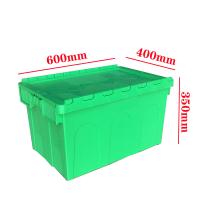 550x370x320mm Caisse pliable empilable en plastique mobile avec conteneur de couvercle attaché