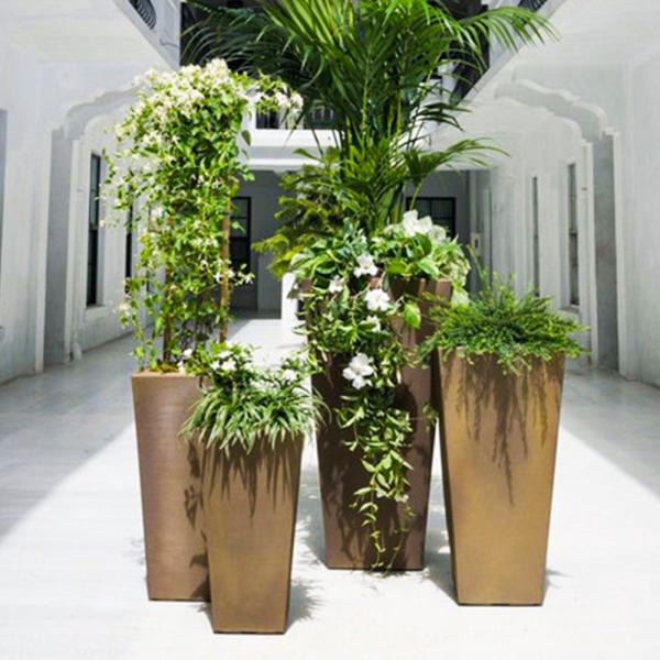 40cm Height Fiberglass Artificial Plant Pot For Garden Decoration