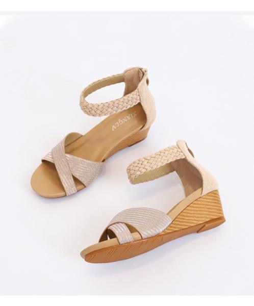 BS113 Sandals Women 2021 New European And American Fashion Summer Ladies Shoes Woven Roman Fashion Wedges Sandals Beach