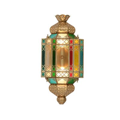 Switch Control Antique Copper Wall Lamp Morocco Style Copper Wall Sconce With Hollow Art
