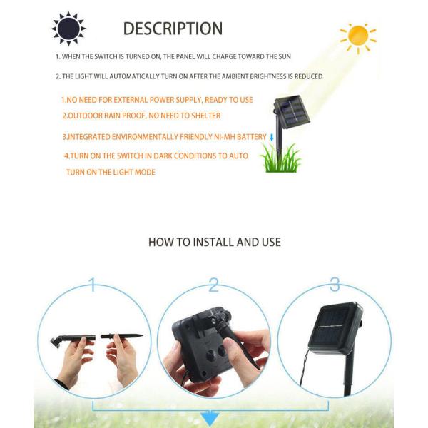 Flexible Decrata Solar Garden Ball Lights 1200MAh Rechargeable Ni MH battery