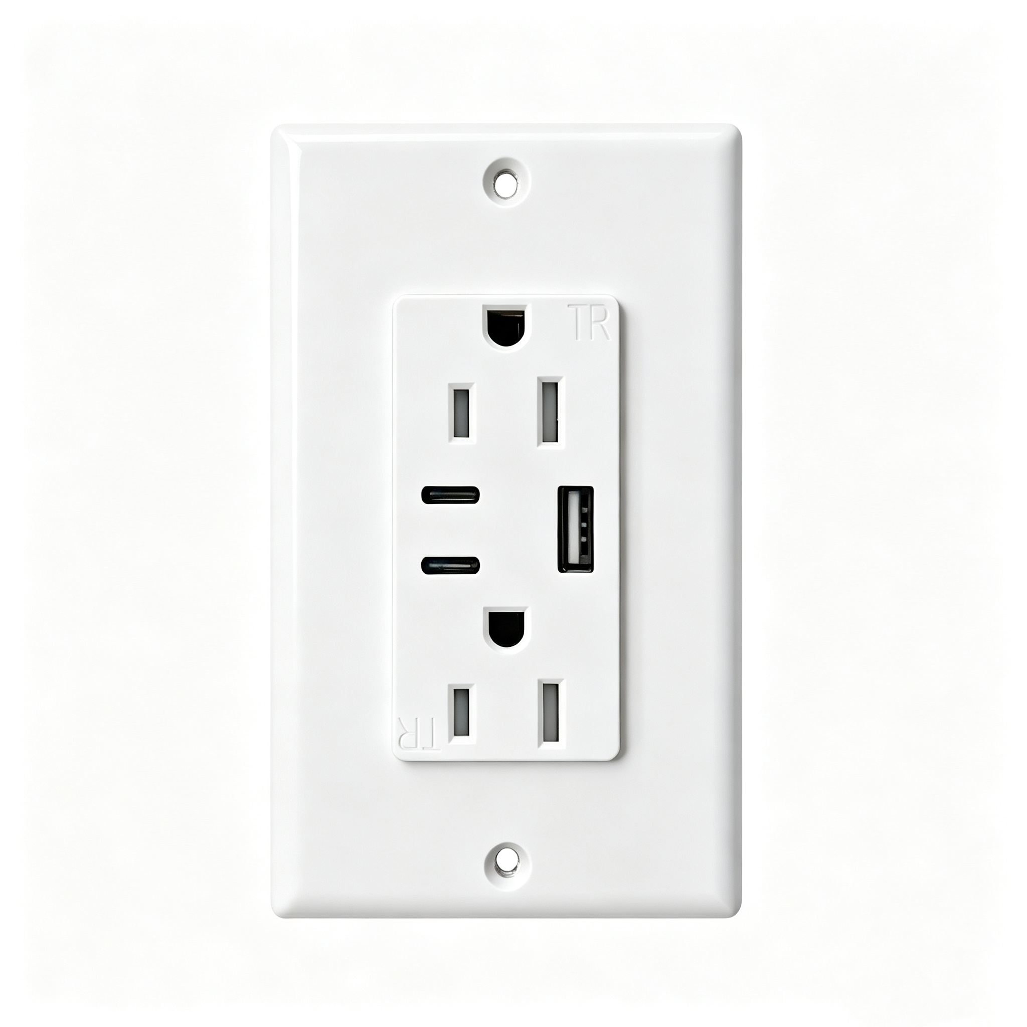 15A USB Wall Outlet with 5V 4.2A Total Output Tamper-Resistant Duplex Receptacle and 1x USB-A + 2x Type-C Ports
