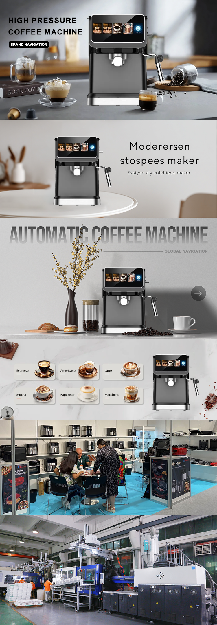 20 Bar Espresso Machine With Temperature Display Digital Coffee Maker