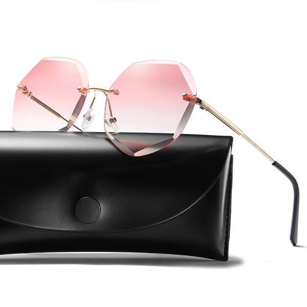 BSCI Oversized Shades Female Trendy UV400 Rimless Designer Sunglasses
