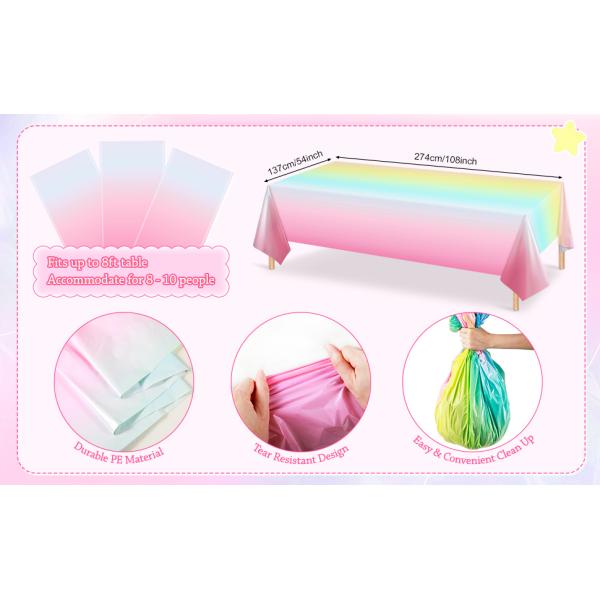 Christmas Tablecloth Plastic Jumbo Disposable Table Cover with Colorful Design Santa Claus Snowflakes